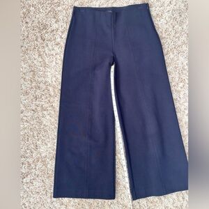 J. Crew Navy Side Zip, Wide Leg Stretch Ankle Pant